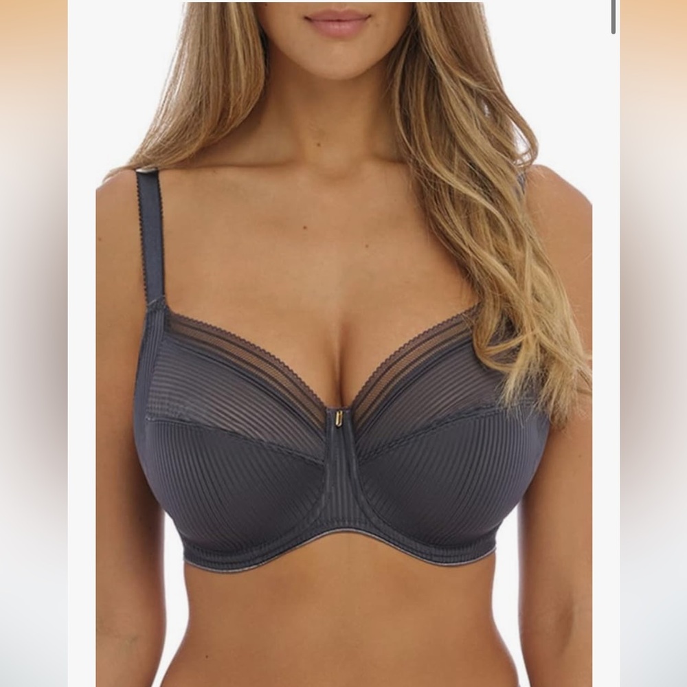 Fantasie Gray Sheer Stripe Underwire Bra